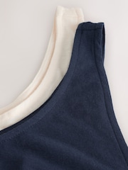Cream/Navy Lightweight Vests 2 Pack With Linen - Image 4 of 5