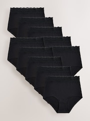 Negru - set de 10 Pachet din bumbac și Dantelă Șosete scurte - Imaginea 1 din 13