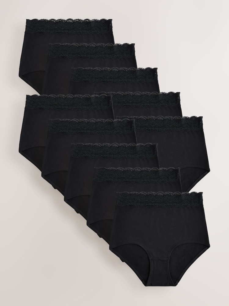 Negru - set de 10 Pachet din bumbac și Dantelă Șosete scurte - Imaginea 1 din 13