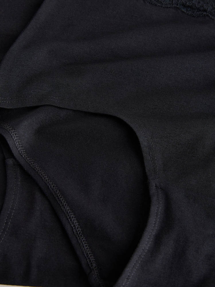 Negru - set de 10 Pachet din bumbac și Dantelă Șosete scurte - Imaginea 13 din 13