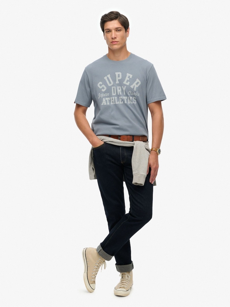 Superdry Blue Vintage Athletic Essential Graphic Print T-Shirt - Image 1 of 1