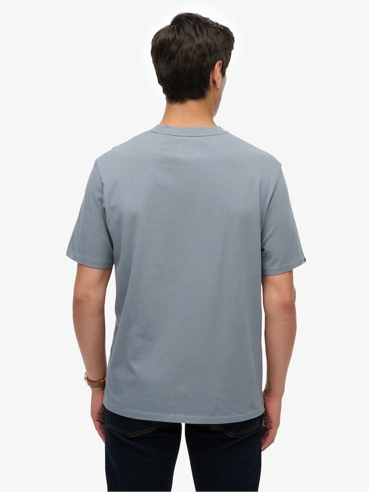 Superdry Blue Vintage Athletic Essential Graphic Print T-Shirt - Image 2 of 3 Superdry Blue Vintage Athletic Essential Graphic Print T-Shirt - Image 2 of 3