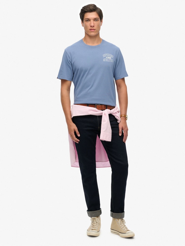 Superdry Blue Vintage Athletic Essential Graphic Print T-Shirt - Image 1 of 1
