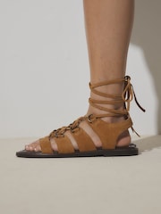 Tan Brown Suede Forever Comfort® Ghillie Sandals - Image 4 of 10