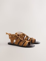 Tan Brown Suede Forever Comfort® Ghillie Sandals - Image 7 of 10
