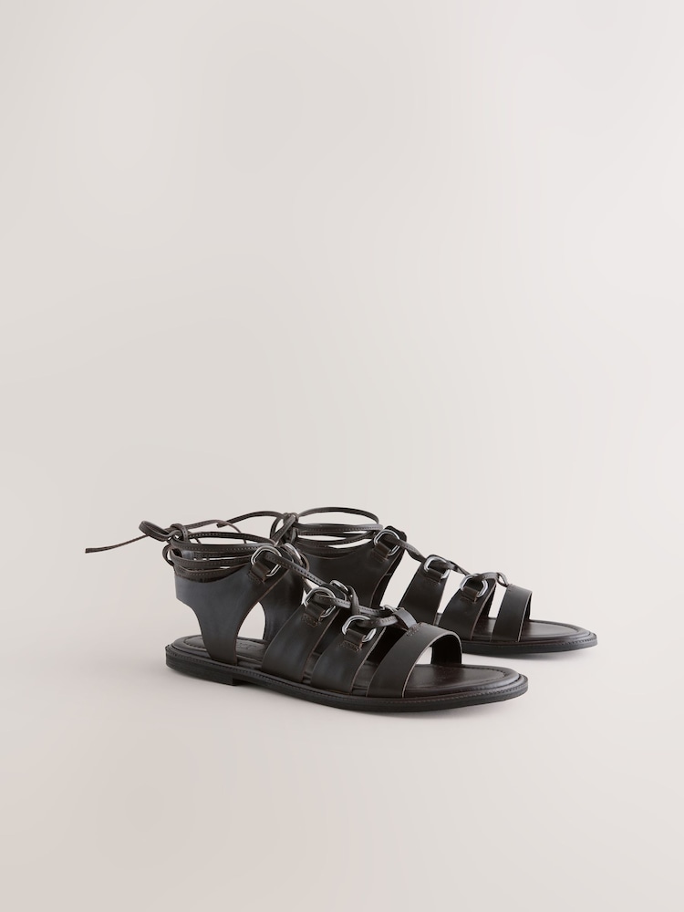 Chocolate Brown Leather Forever Comfort® Ghillie Sandals - Image 2 of 5 Chocolate Brown Leather Forever Comfort® Ghillie Sandals - Image 2 of 5