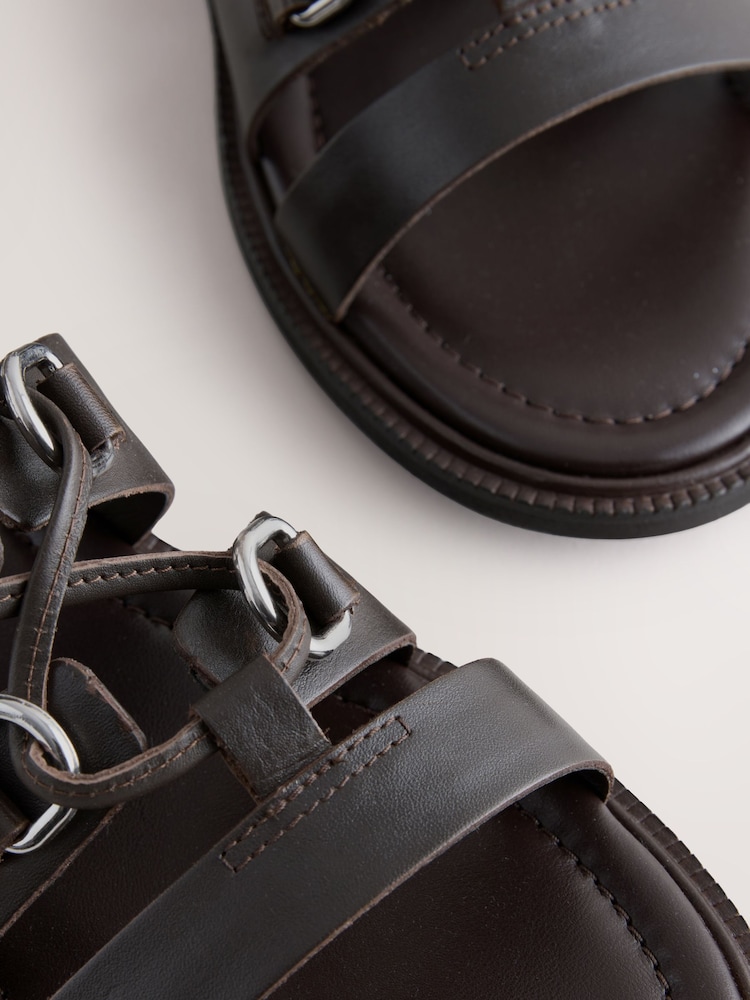 Chocolate Brown Leather Forever Comfort® Ghillie Sandals - Image 5 of 5 Chocolate Brown Leather Forever Comfort® Ghillie Sandals - Image 5 of 5