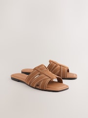 Tan Brown Suede Standard/Wide Fit Forever Comfort® Stitched Mule Sandals - Image 1 of 5