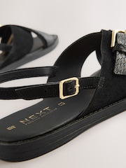 黑色麂皮 - Forever Comfort® 搭扣细节后系带鞋凉鞋 - 10的图像10｝