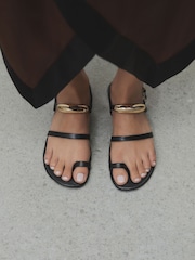 Black N. Premium Hardware Toe Loop Sandals - Image 1 of 12