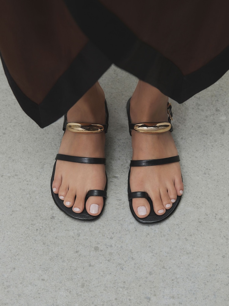 Black N. Premium Hardware Toe Loop Sandals - Image 1 of 12
