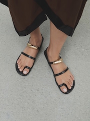 Black N. Premium Hardware Toe Loop Sandals - Image 2 of 12