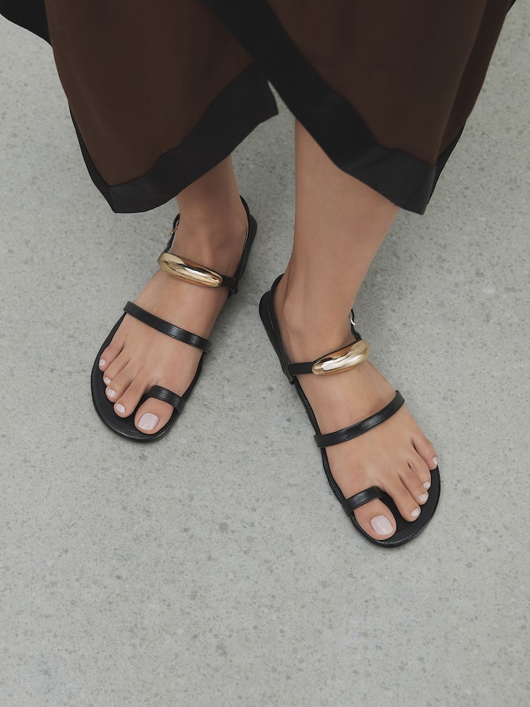 Black N. Premium Hardware Toe Loop Sandals - Image 2 of 12