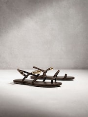 Chocolate Brown Suede N. Premium Hardware Toe Loop Sandals - Image 7 of 11