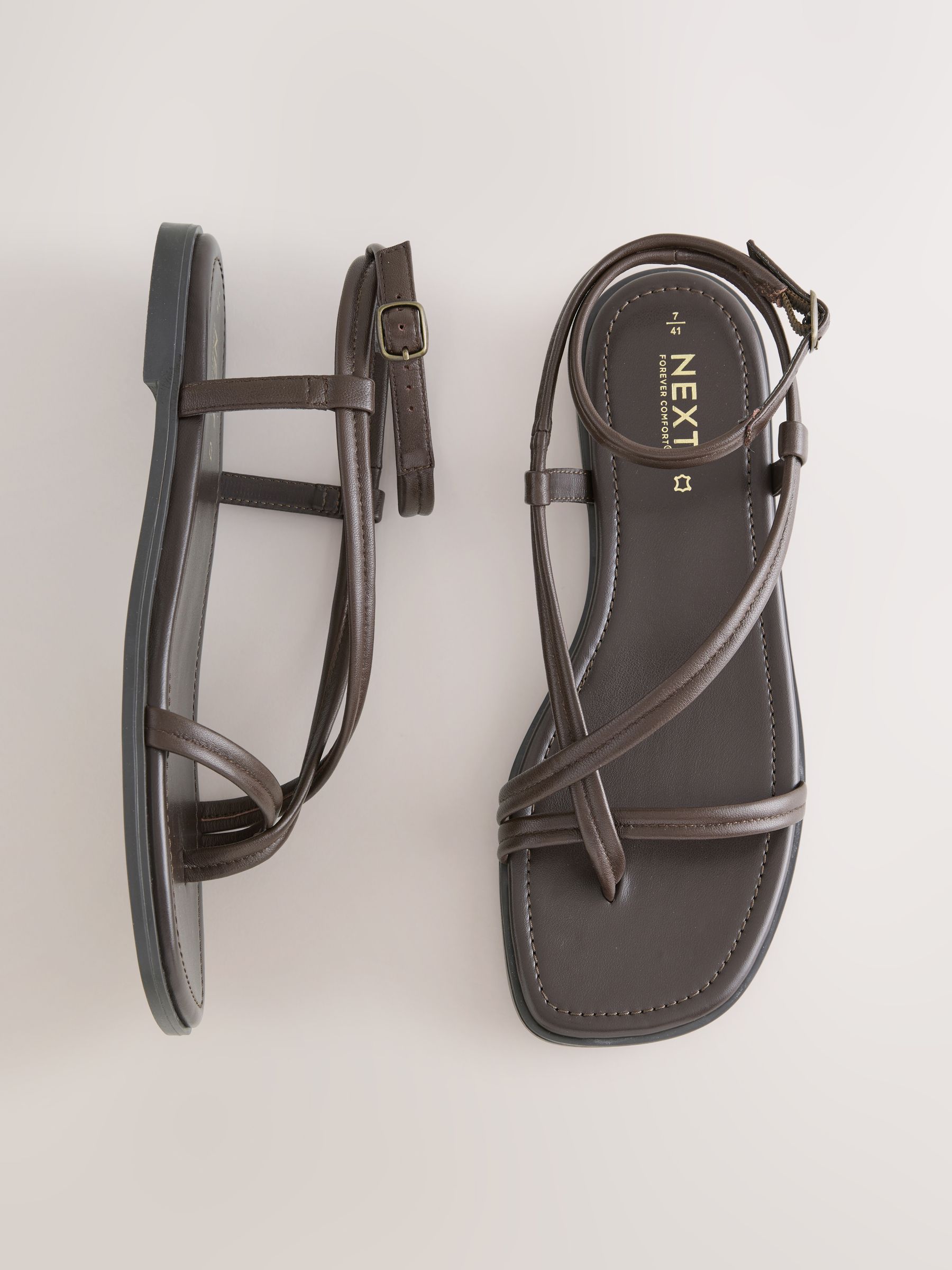 Buy Chocolate Brown Leather Forever Comfort® Cross Strappy Sandals