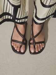 Chocolate Brown Leather Forever Comfort® Cross Strappy Sandals - Image 4 of 9