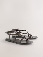 Chocolate Brown Leather Forever Comfort® Cross Strappy Sandals - Image 6 of 9