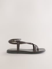 Chocolate Brown Leather Forever Comfort® Cross Strappy Sandals - Image 7 of 9
