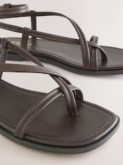 Chocolate Brown Leather Forever Comfort® Cross Strappy Sandals - Image 9 of 9