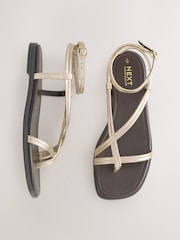 Metallic Leather Forever Comfort® Cross Strappy Sandals - Image 1 of 9