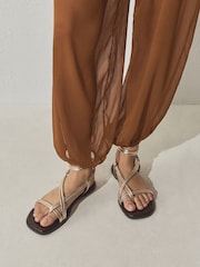 Metallic Leather Forever Comfort® Cross Strappy Sandals - Image 3 of 9