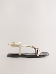 Metallic Leather Forever Comfort® Cross Strappy Sandals - Image 6 of 9