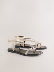 Metallic Leather Forever Comfort® Cross Strappy Sandals - Image 7 of 9