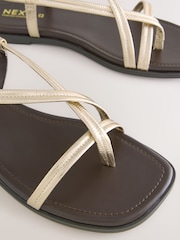Metallic Leather Forever Comfort® Cross Strappy Sandals - Image 9 of 9