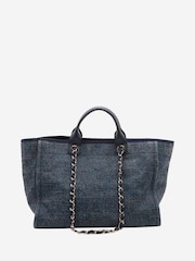 Sign of the Times Navy Blue 2019 Deauville Gm Raffia And Leather Tote Bag - Image 1 of 10