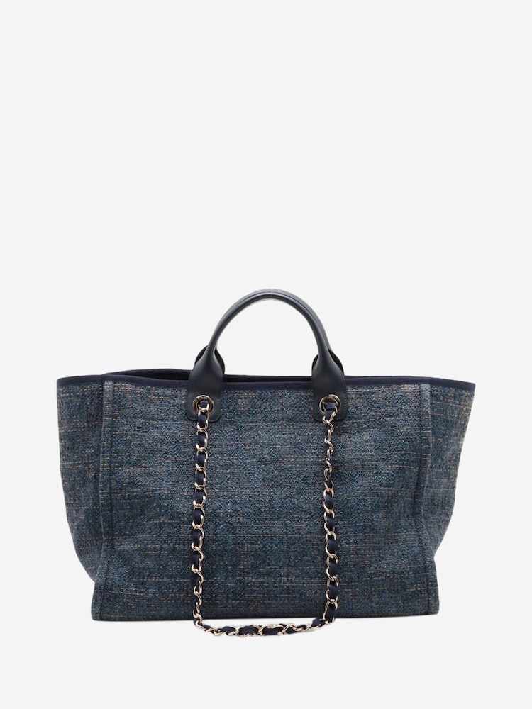 Sign of the Times Navy Blue 2019 Deauville Gm Raffia And Leather Tote Bag - Image 1 of 10