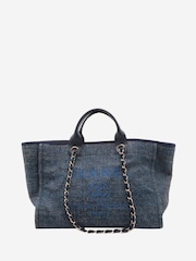 Sign of the Times Navy Blue 2019 Deauville Gm Raffia And Leather Tote Bag - Image 2 of 10