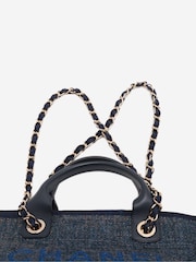Sign of the Times Navy Blue 2019 Deauville Gm Raffia And Leather Tote Bag - Image 4 of 10