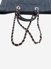 Sign of the Times Navy Blue 2019 Deauville Gm Raffia And Leather Tote Bag - Image 5 of 10