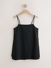 Black Longline Cami Top with Linen - Image 5 of 7