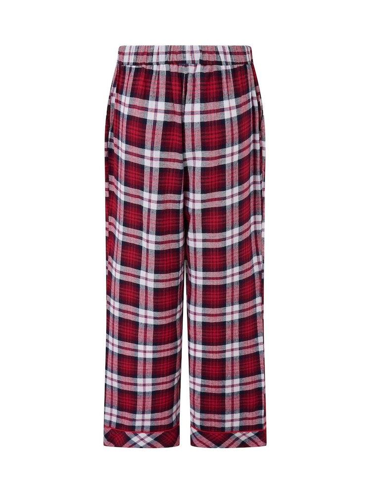 Pour Moi Red Cosy Check Brushed Cotton Trousers - Image 4 of 4