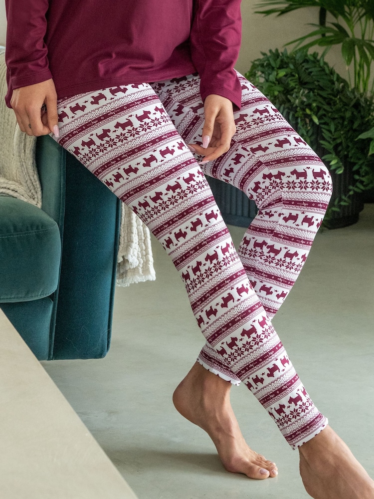 Pour Moi Red Soft Touch Jersey Legging Pyjamas Set - Image 2 of 4 Pour Moi Red Soft Touch Jersey Legging Pyjamas Set - Image 2 of 4