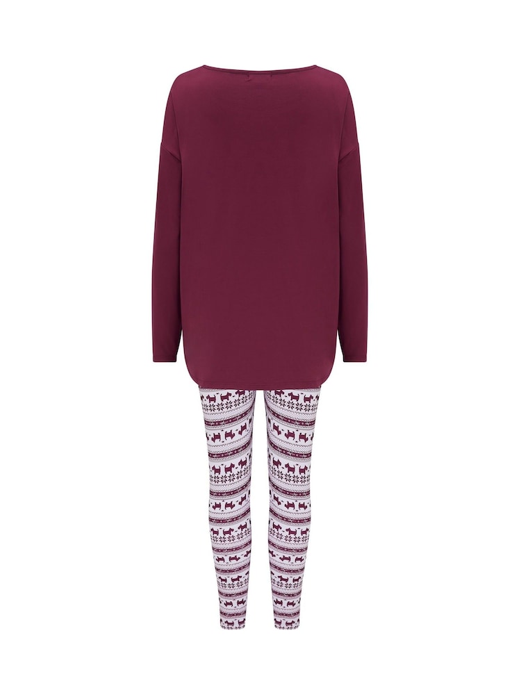 Pour Moi Red Soft Touch Jersey Legging Pyjamas Set - Image 4 of 4 Pour Moi Red Soft Touch Jersey Legging Pyjamas Set - Image 4 of 4