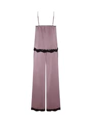 Pour Moi Purple Dusk Satin and Lace Cami and Trousers Pyjama Set - Image 4 of 4