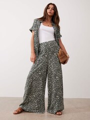 Mint Velvet Green Leaf Print Wide Trousers - Image 2 of 8
