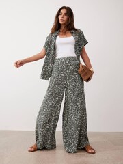 Mint Velvet Green Leaf Print Wide Trousers - Image 3 of 8