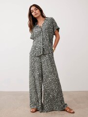 Mint Velvet Green Leaf Print Wide Trousers - Image 5 of 8