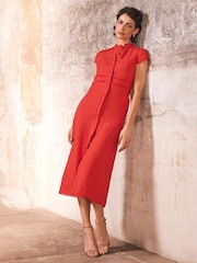 Mint Velvet Pink Boucle Midi Dress - Image 2 of 8