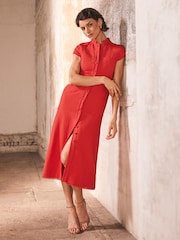 Mint Velvet Pink Boucle Midi Dress - Image 3 of 8
