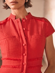 Mint Velvet Pink Boucle Midi Dress - Image 6 of 8