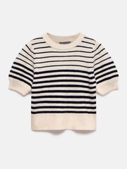 Mint Velvet Blue Striped Puff Sleeve Knit Top - Image 7 of 8