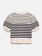 Mint Velvet Blue Striped Puff Sleeve Knit Top - Image 8 of 8