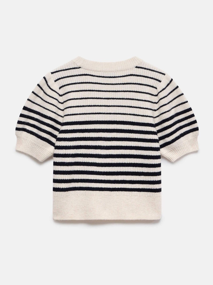 Mint Velvet Blue Striped Puff Sleeve Knit Top - Image 8 of 8