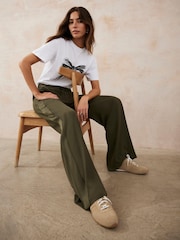 Mint Velvet Green Side Stripe Wide Trousers - Image 1 of 8