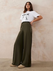 Mint Velvet Green Side Stripe Wide Trousers - Image 2 of 8