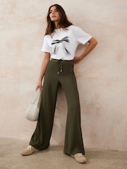 Mint Velvet Green Side Stripe Wide Trousers - Image 3 of 8